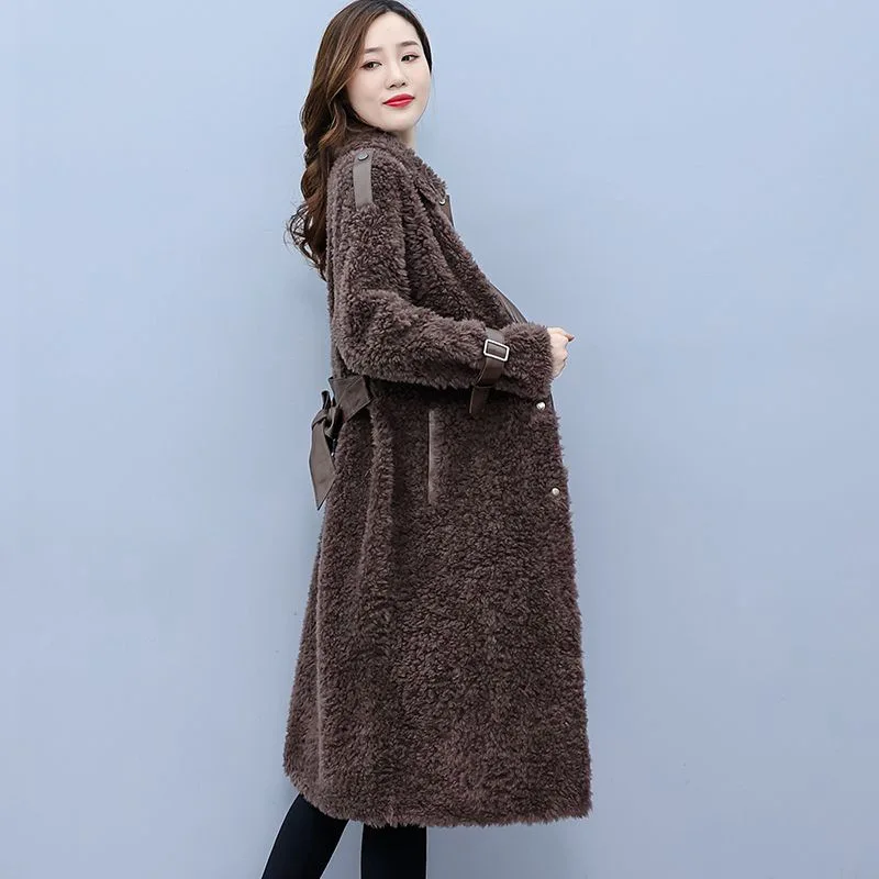 Cashmere Coats Single Breasted Faux Fur Coats Long Warm Fahsion Office Lady Jackets Outwear Luxury Women 2021 Winter Clothes