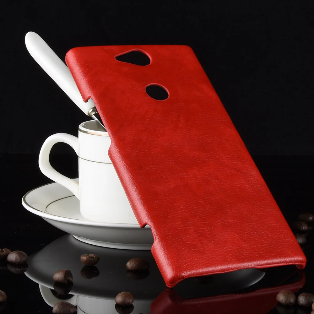 Роскошный Litchi чехол для sony Xperia XA2 Plus XA2Plus XA2+ чехол H3413 H4413 H4493 кожаный ПК жесткий защитный чехол для задней панели телефона - Цвет: Красный