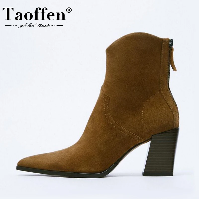

Taoffen New High Heel Boots Women Strange Hell Zipper Ankle Boots Ladies Fashion Ins Hot Woman Boot Footwear Size 35-40