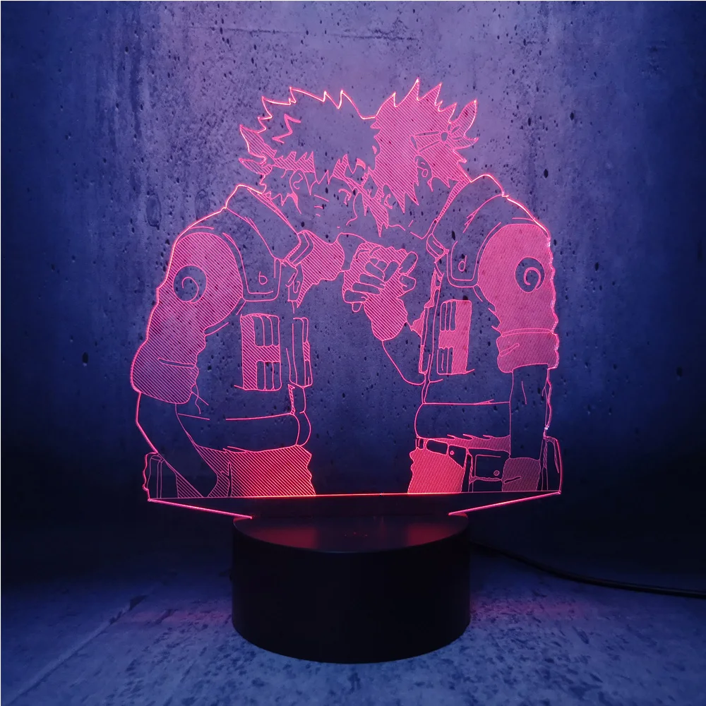 Наруто Саске Боевая Модель 3D светодиодный светильник ночник для детской комнаты