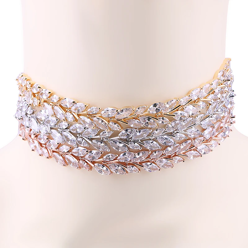 Ожерелье чокер с фианитом ограненным листьями 2020|chokers necklaces for women|choker necklacedesigner