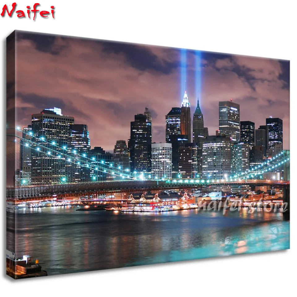 

New York City Landscape Bridge Wall Art 5d diamond embroidery Painting kits Bedroom diamond Mosaic Living Room Home Decor