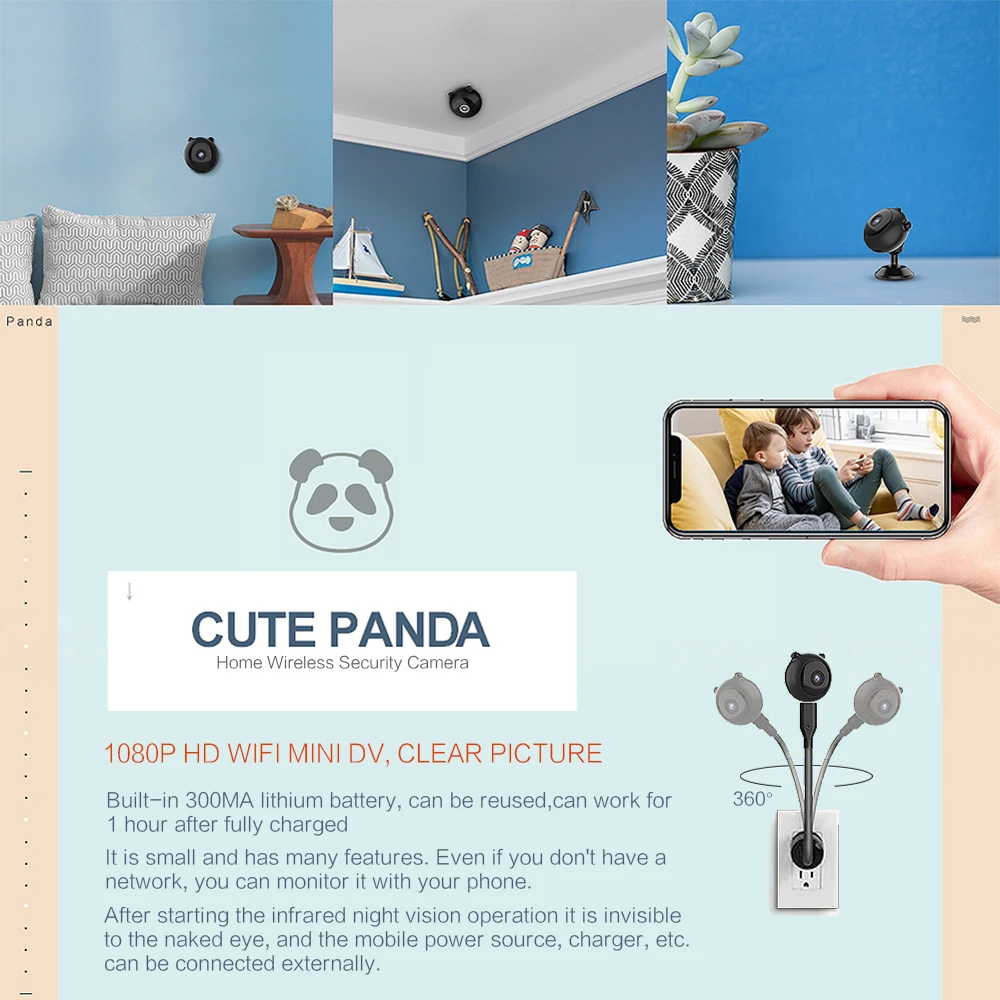 Беспроводная мини камера 2 4 ГГц Wi Fi HD 1080P|Компактные видеокамеры| |