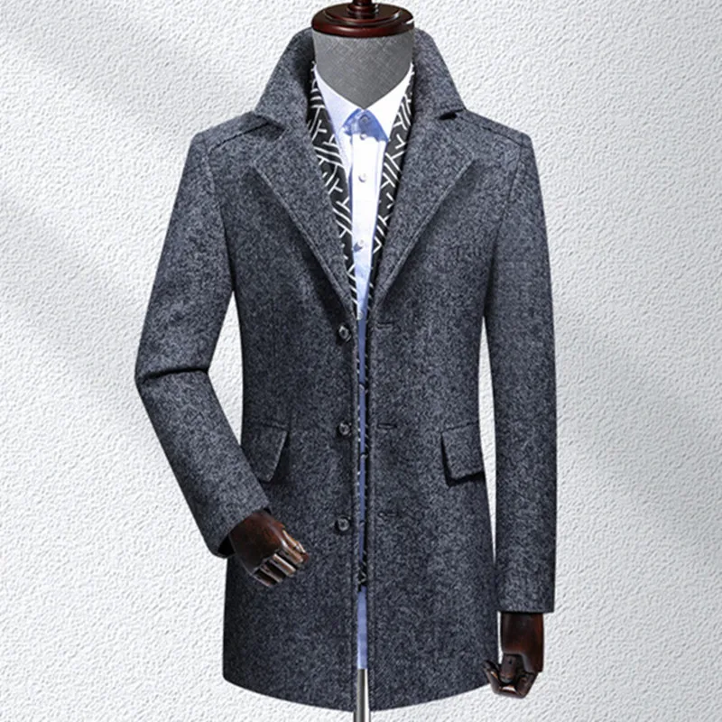 

New Winter Arrival Men's Wool Thick Trench Coat Men's Casual Wool Jackets