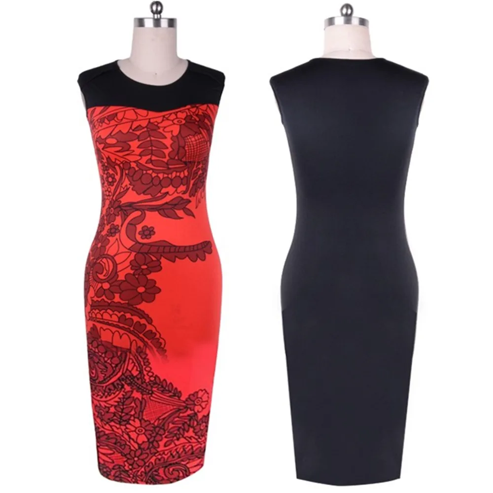 Новинка 2016 летнее модное женское облегающее платье Красное Облегающее Деловое