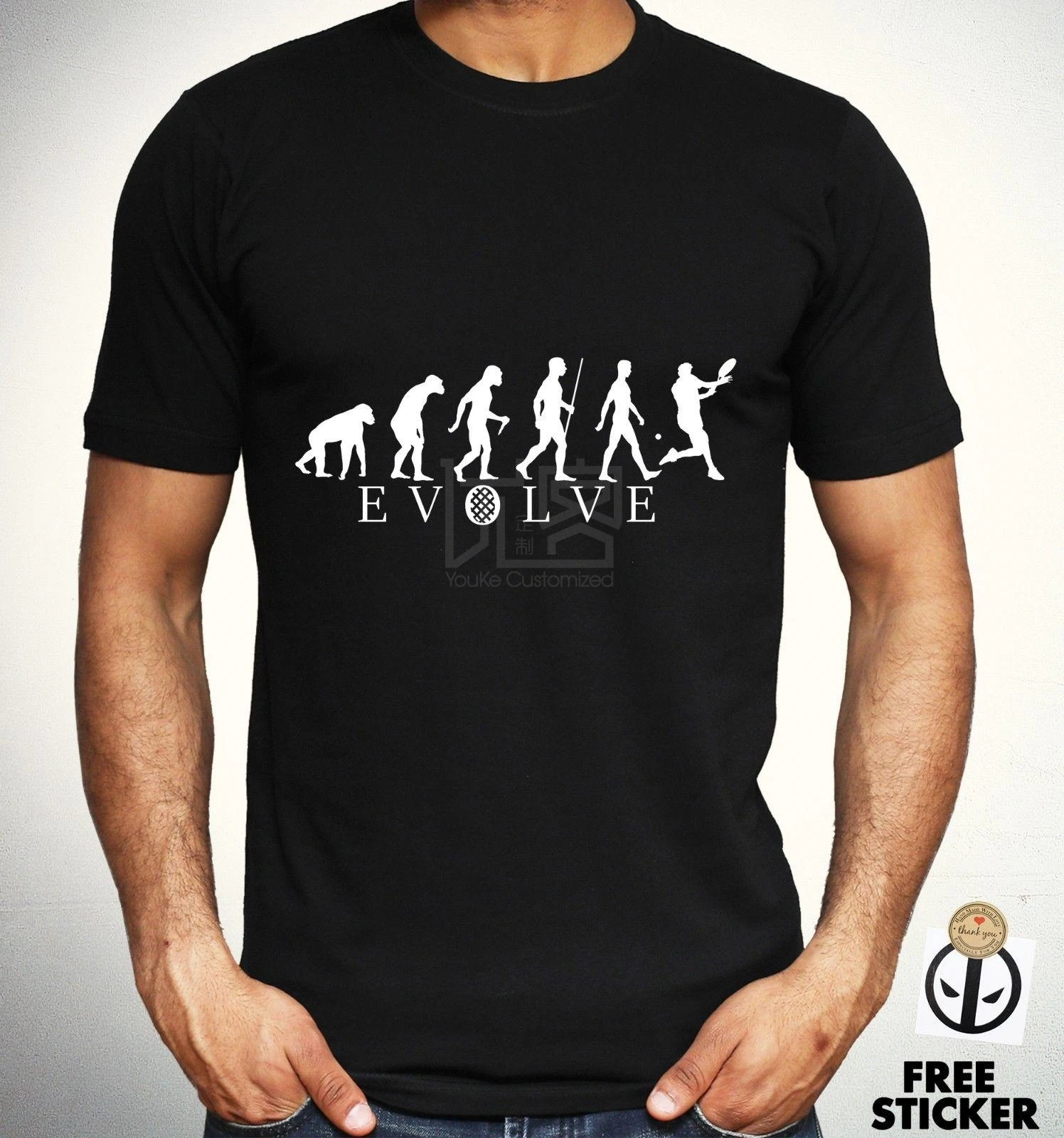Теннисная футболка evolution забавная с круглым вырезом из натурального хлопка в