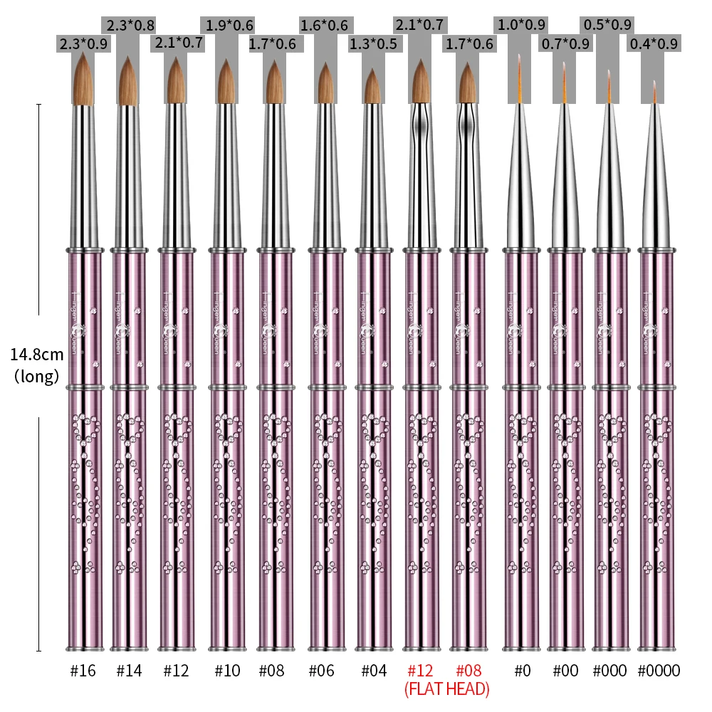 

kolinsky Nail Brush 1pcs Crystal Carving Pen Pink Metal Pen Holder Manicure Brush Tools nail pen
