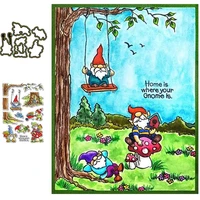 clear stamps a group of gnomes playing under a big tree stamps and dies for scrapbooking cards making paper craft new dies