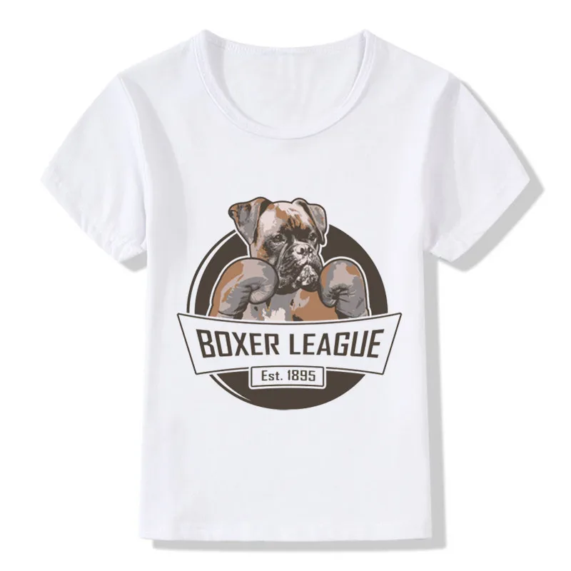 Детская забавная футболка Puglism Strong Boxer с котом/собакой детский летний топ для