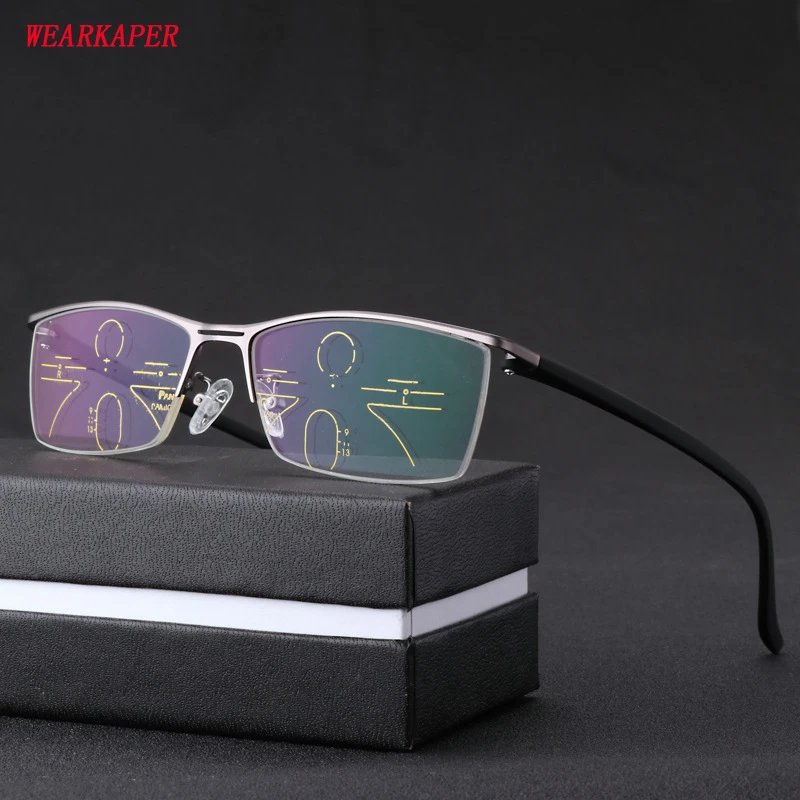 WEARKAPER, новые очки, умный зум, полуоправа, прогрессивные очки для чтения, для мужчин и женщин, дальнозоркость, дальнозоркость, многофокальное стекло 1,0-3,0