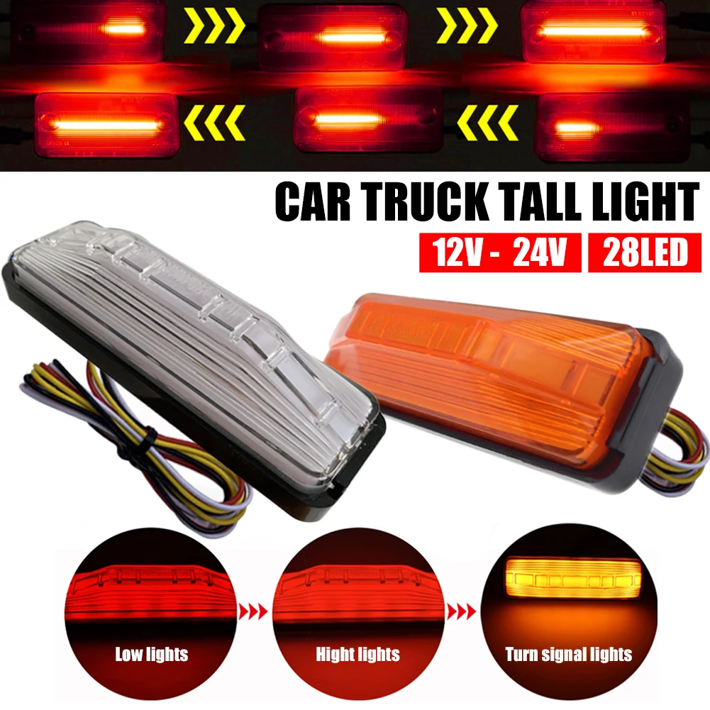 

2PCS Truck Trailer Side Marker Indicators light Car Signal Brake Rear Warning Side Brake Tail Light LED 12V 24V Warning Lamp