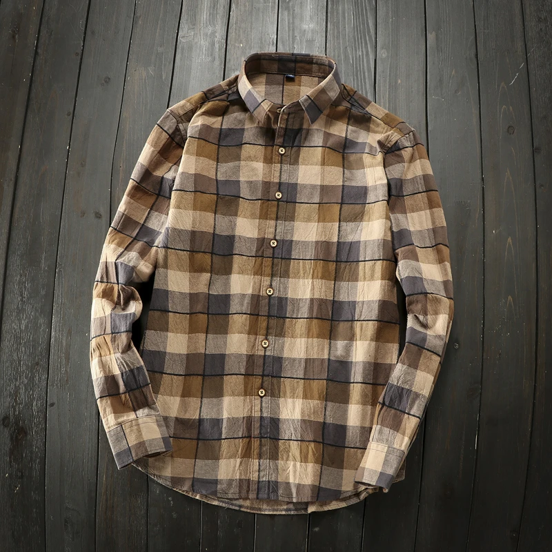 Мужская хлопковая рубашка в клетку повседневная винтажная осенняя 2019 | одежда