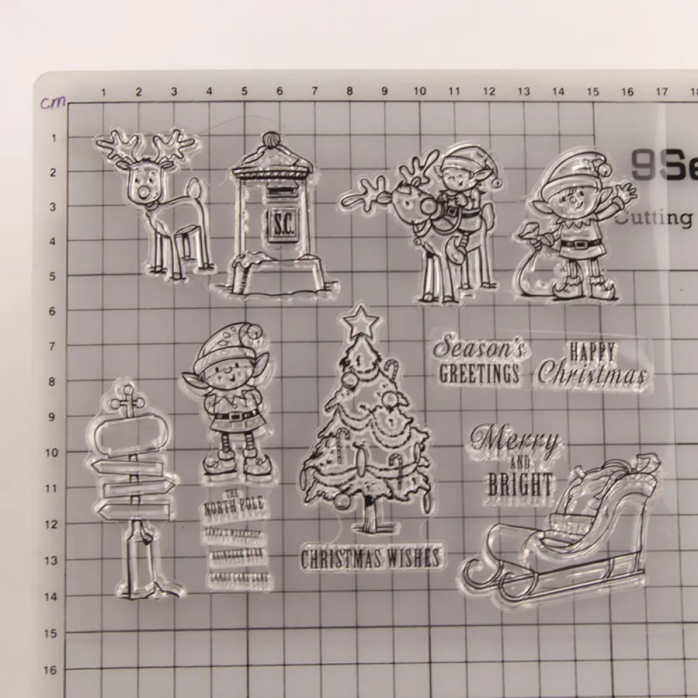 

Transparent Stamp Christmas Deer Tree Sleigh Clear Stamps Rubber Silicone Seal for DIY Scrapbooking Card Making Album Decor