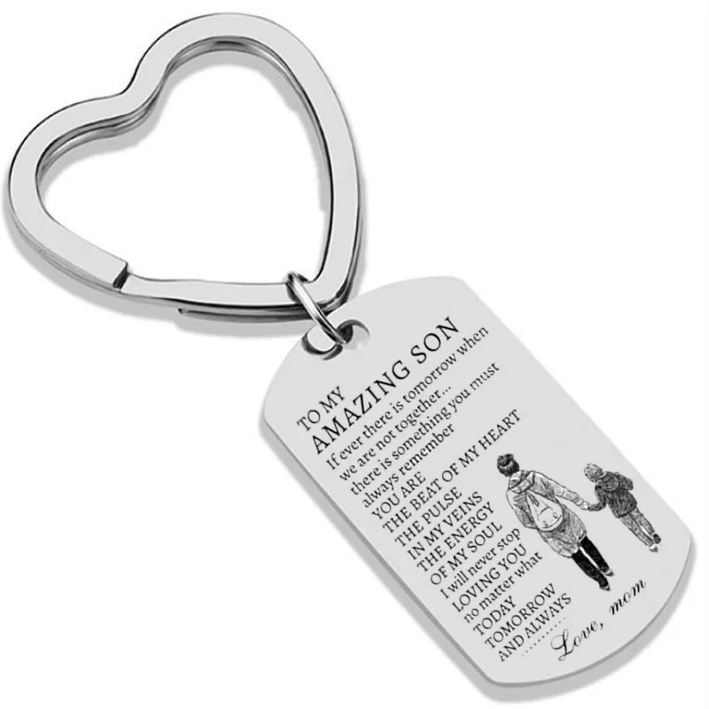 Брелок для ключей с кулоном в стиле милитари из нержавеющей стали подарок маме