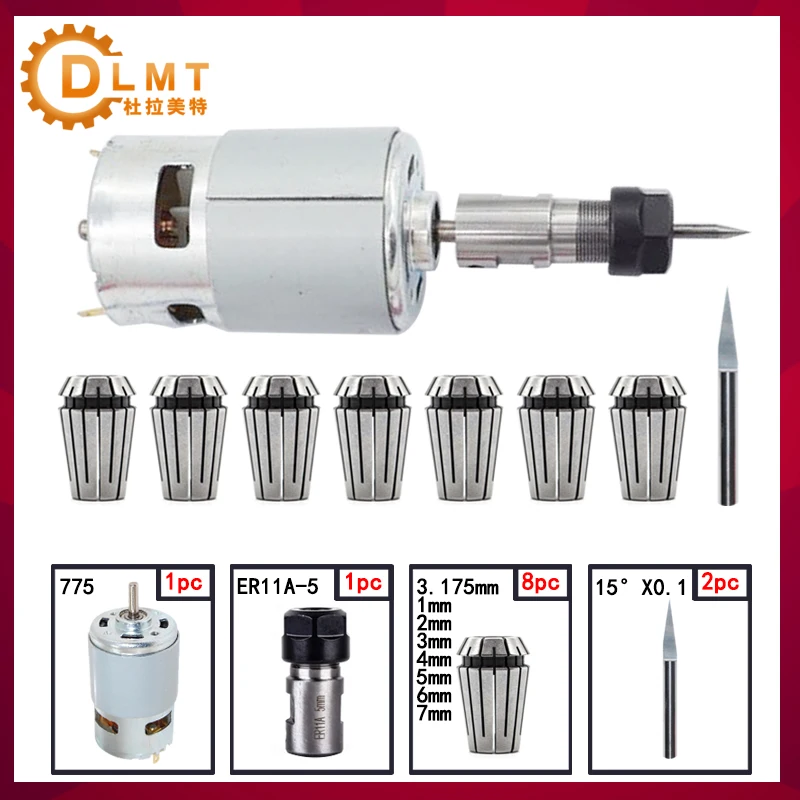 775 двигатель постоянного тока Шпиндельный ER11 Удлинительный стержень с пружинной