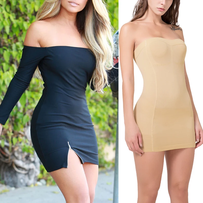 

Women Shapewear Strapless Tube Slip Dress Mini Bodycon Dresses for Women Seamless Tube Top Dress Slimming Underwear