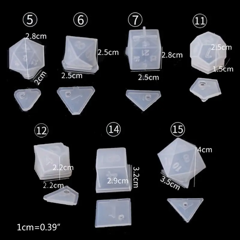 

9 Various Shape Epoxy Resin Molds DIY Crystal Epoxy Mold Triangle Dice Fillet Shape Multi-spec Digital Game High Mirror dice mol