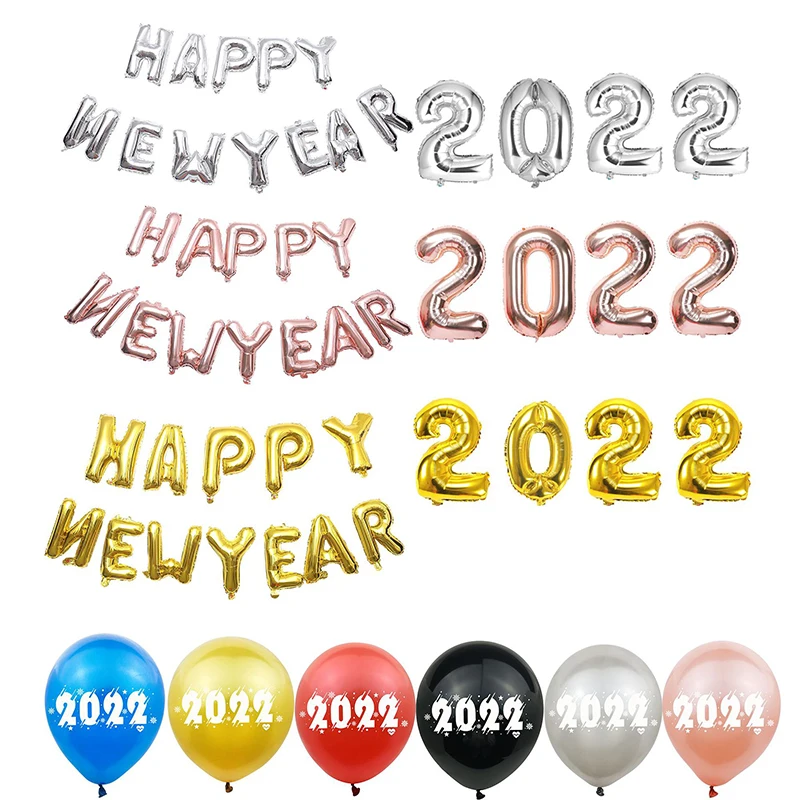 

2022 New Happy New Year Digital Printed Balloon Christmas Aluminum Film Balloon Wedding Birthday Party Decoration Products