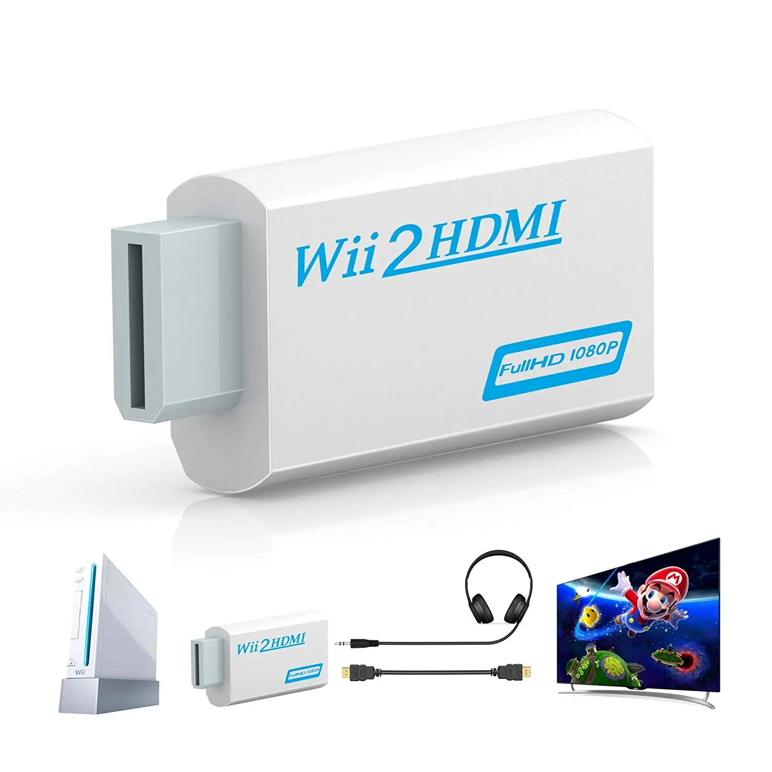Full HD 1080P wii к HDMI конвертер адаптер wii 2HDMI конвертер 3,5 мм аудио для ПК HDTV монитор дисплей