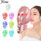 7 цветов светодиодный маска для лица с горлышком без коробки омоложение кожи отбеливающая маска для терапии кожи уход за лицом косметическое устройство
