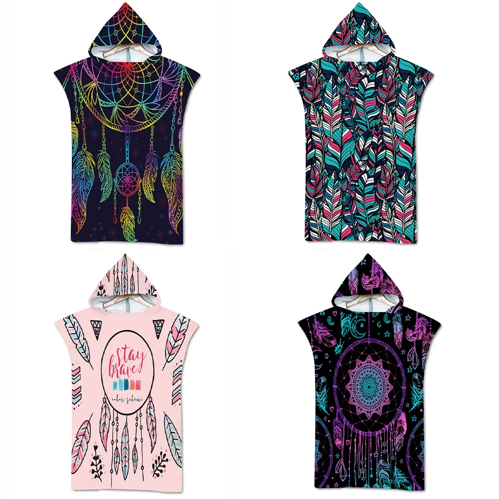 Дорожное быстросохнущее пляжное банное полотенце из микрофибры с капюшоном и