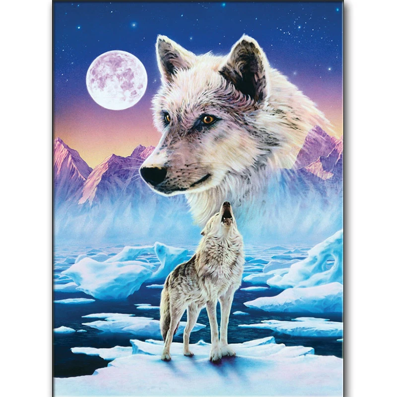 

Алмазная 5D картина «сделай сам» с волком, Алмазная мозаика стразы, картина, алмазная вышивка крестиком, животное, украшение для дома, подаро...