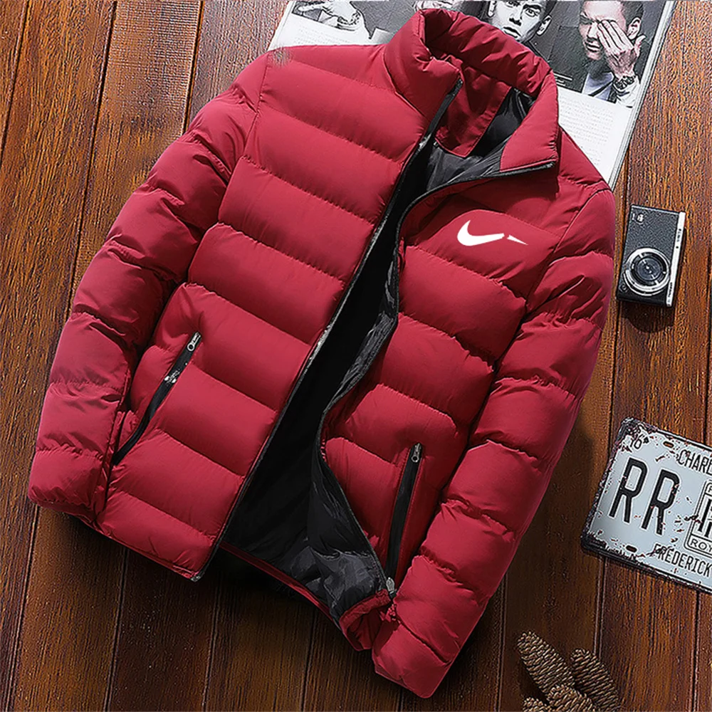 

Men's Thick Cotton Padded Jacket Stand Collar Solid Color Casual Fashion Windbreaker 2021 Winter Sports Brand Casual Motorcycle