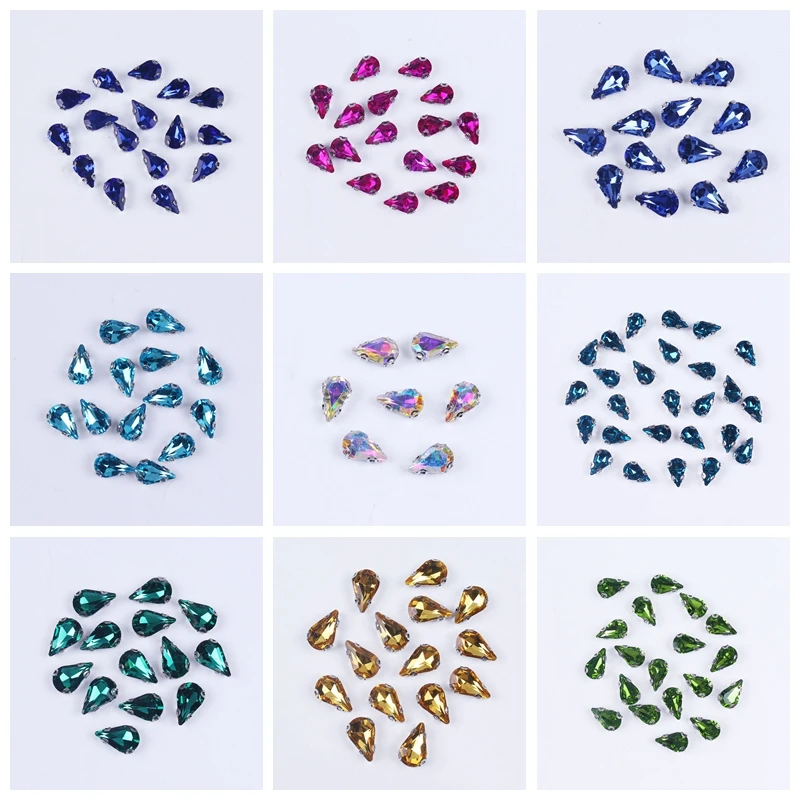 Наконечник для рукоделия пришивные стразы стеклянные каплевидные Кристаллы с