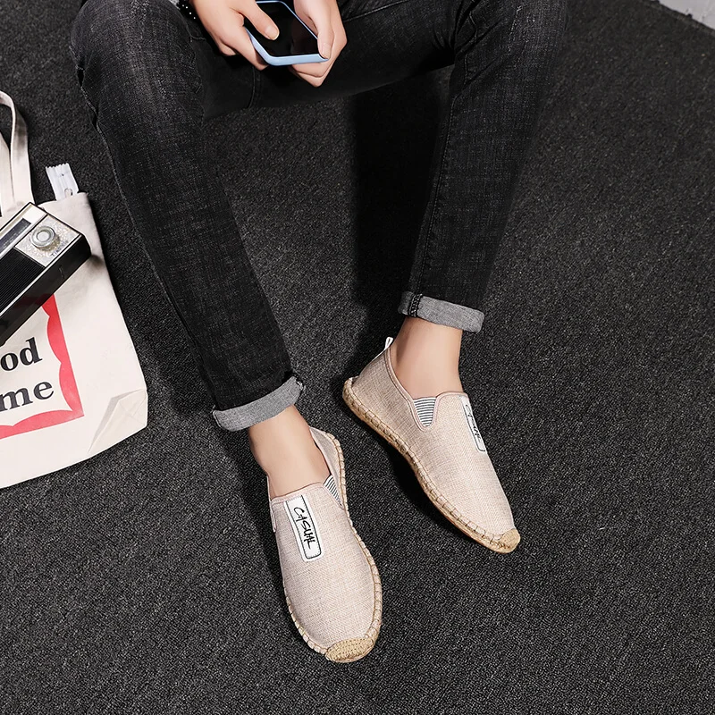 Мужская повседневная обувь из конопли удобные дышащие лоферы на плоской подошве