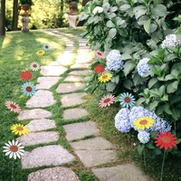 5pcs vintage sunflower garden stakes yard lawn patio ornaments waterproof flower stick indoor outdoor for home decor