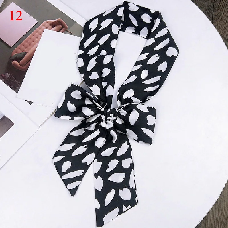 Модный маленький шелковый шарф в горошек Корейском стиле атласный длинный