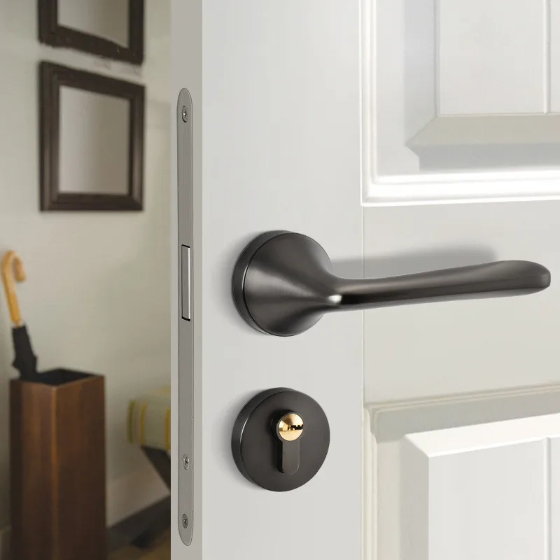 

Современные дверные ручки для межкомнатных дверей, набор дверных рычагов никелевого серого цвета, деревянная дверная ручка, замок для межкомнатных дверей