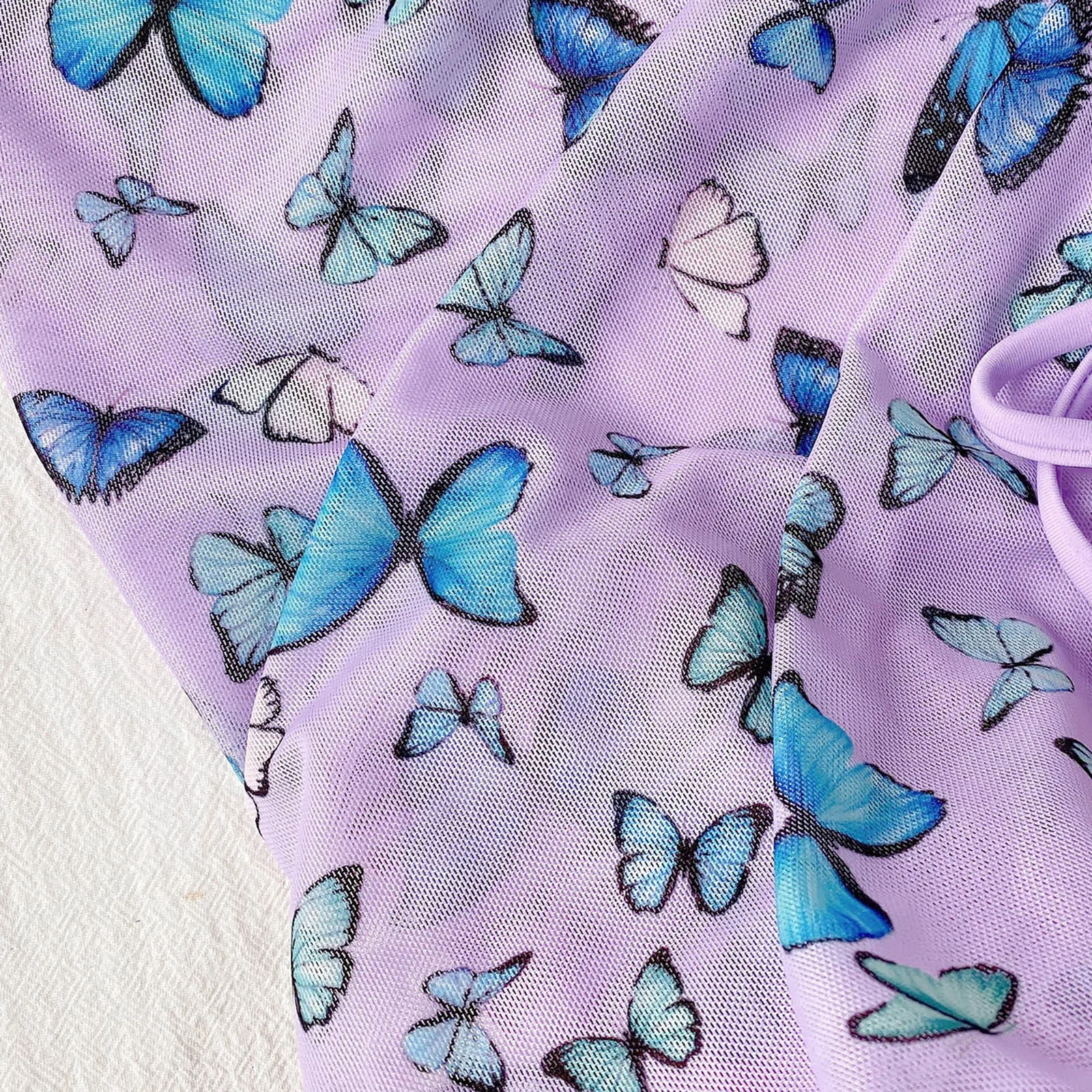 

Sexy Bikini Set 2021 Swimwear Women Biquini Push Up Bikinis Halter Swimming Suit Butterfly Print Skirt Swimsuit Bathing Suit