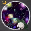 BlessLiving Space Beach Towel 3D Galaxy Round Bath Towel Cartoon Dipper Toalla Cute Blanket Cosmic Spaceship Summer Beach Mat 1