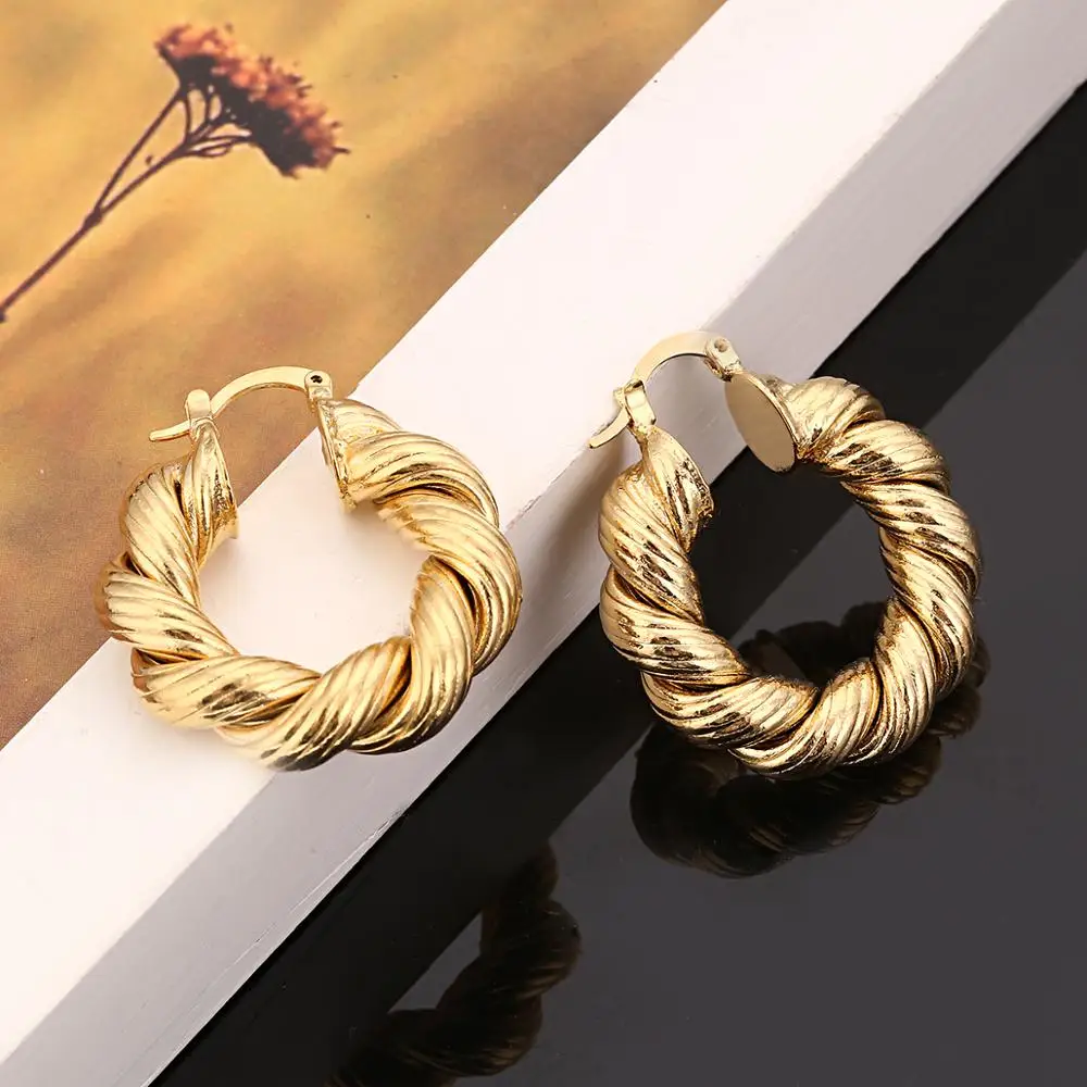 Золотистые серьги кольца для женщин девочек в арабском стиле Простые Ювелирные