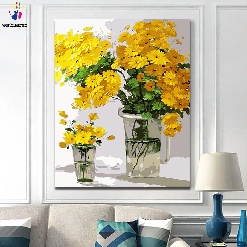 Картины маслом &quotсделай сам&quot состоят из цифр и цветов а картины маленьких