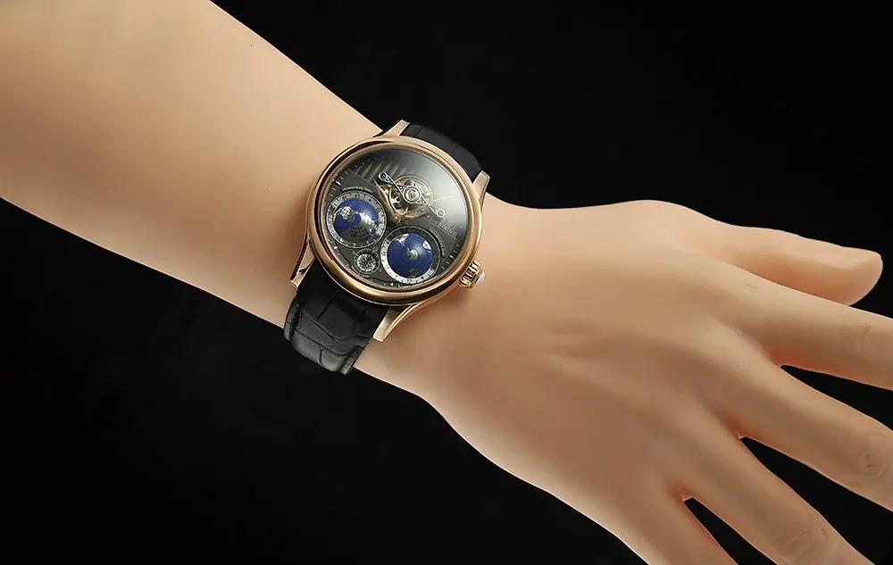 Для мужчин s часы люксовый бренд Топ FORSINING Tourbillon автоматические механические наручные часы Уникальный дизайн теллурион узор кожа