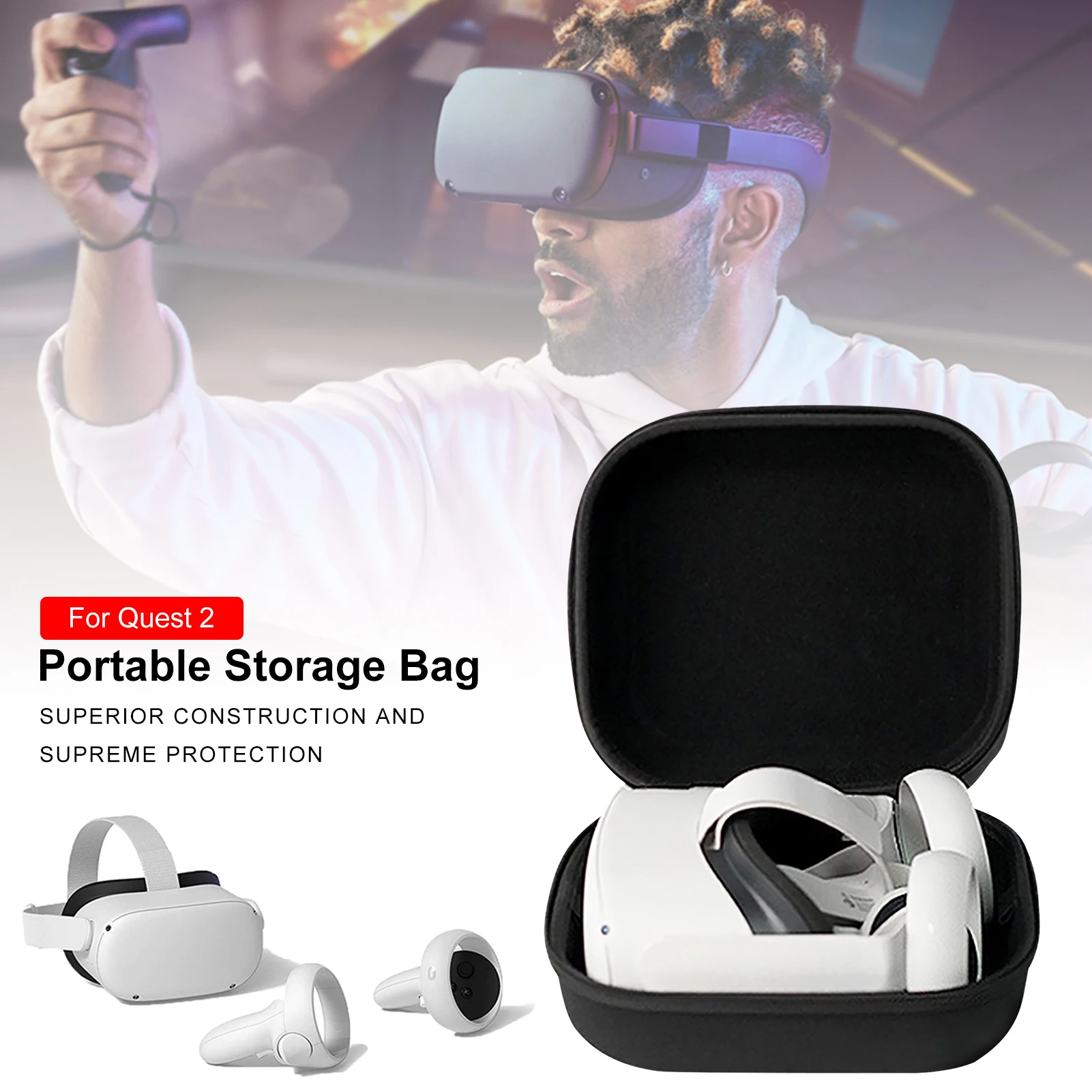 

Protable VR Accessories For Oculus Quest 2 VR Headset Travel Carrying Case EVA Storage Box For Oculus Quest 2 Accessories