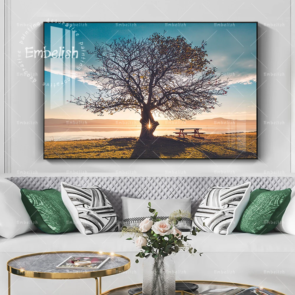 

1 Pieces Sunset Tree On Desert Landscape Wall Art Pictures For Living Room Modern Home Decor Posters HD Print Canvas Paintings