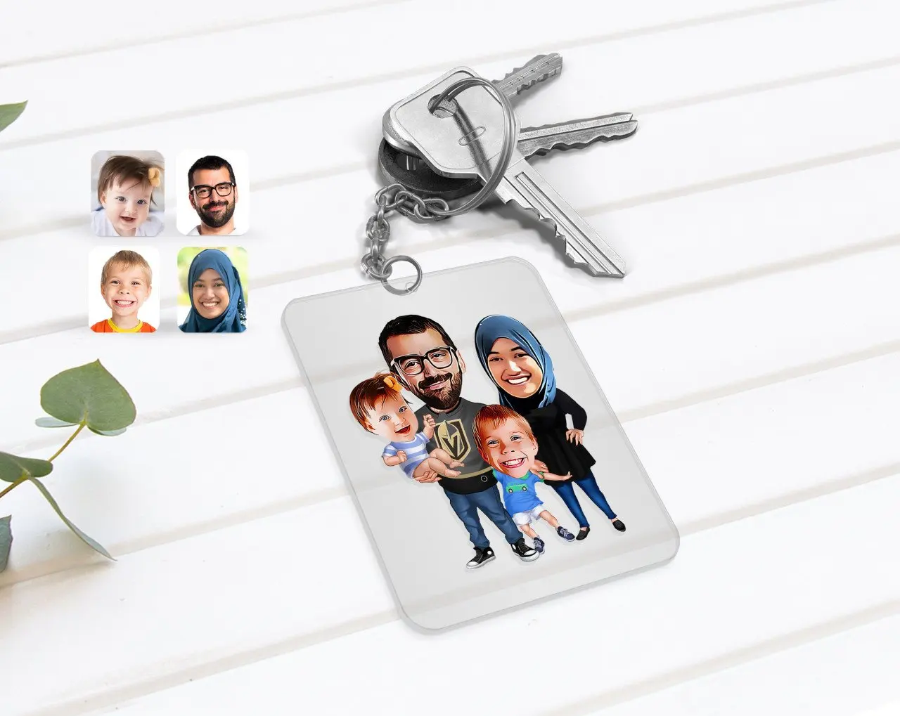 

Personalized Veil Family Caricature Of Transparent Plexiglass Anahtarlık-3
