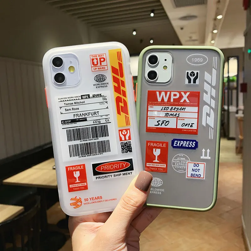 Чехол для телефона с штрих кодом DHL 50th express Iphone 12 11 Pro Max mini XR X XSMAX 7 8 Plus жесткий