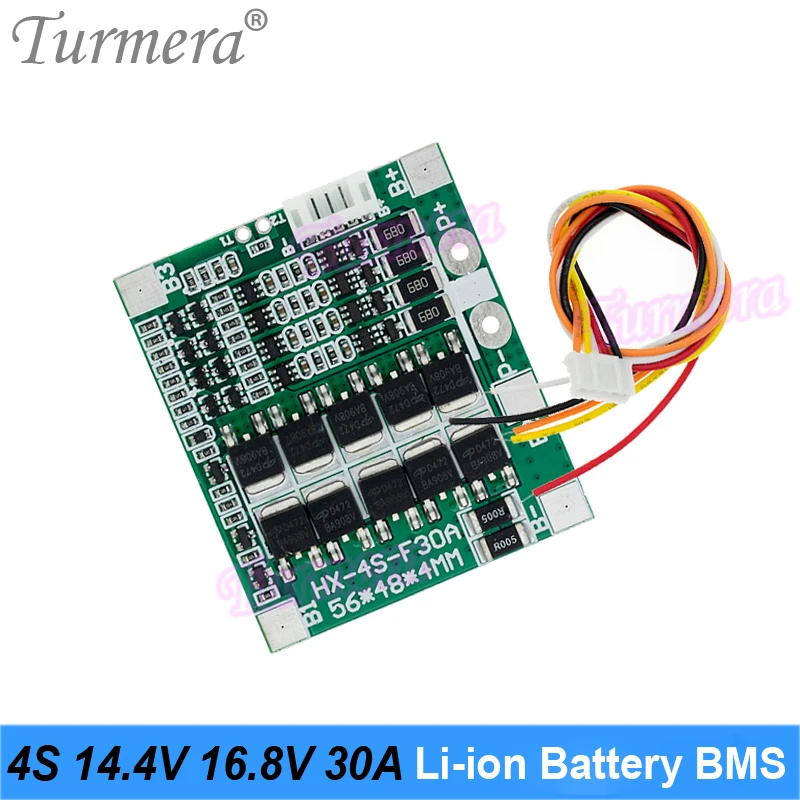 Turmera 4S 30A 14 4 V 16 8 BMS сбалансированная литиевая батарея Защитная плата для 3 6 18650
