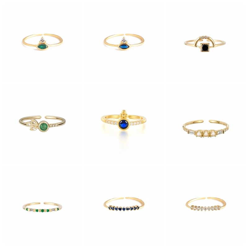 

AIDE 925 стерлингового серебра камень Открытые Кольца для пальцев для женщин модные свадебные кольца, Золотое кольцо, ювелирные изделия для де...