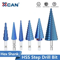 xcan step cone drill bit 3 1213 4 12202232mm hole cutter for wood metal drilling tool nano blue coated core drill bit