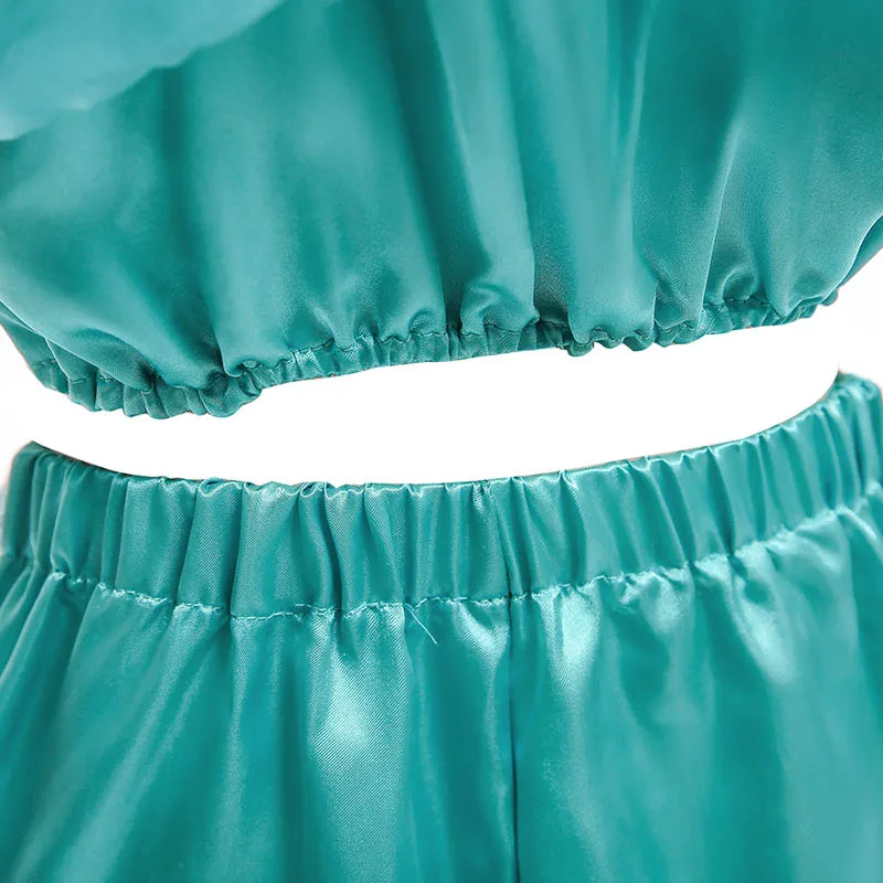 2020 летний костюм с цветами Хэллоуин топ принцессы блестками брюки комплект из 2