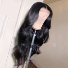 26 дюймов, черный длинный волнистый синтетический парик на сетке спереди для женщин с предварительно выщипанными безклеевыми волосами для повседневного ношения, парики из волокон плотностью 180%