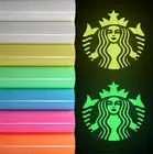 Бесплатная доставка, 1 лист, 25 см x 25 см, светящаяся Термотрансферная виниловая светящаяся в темноте термопресс для футболок