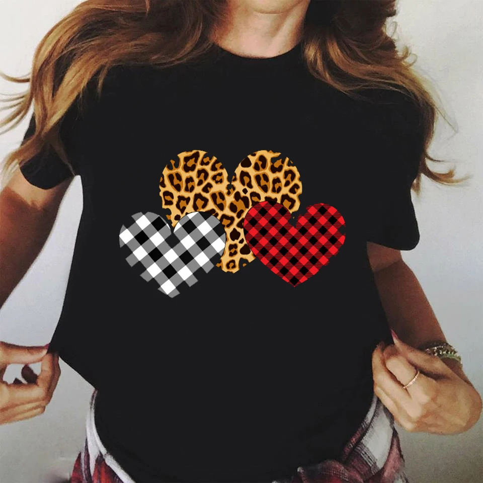 

Women's T-shirt 2021 Summer Fashion Black Retro Short Sleeve 3D Printing Love Harajuku Top Quick-drying Oversized Tees Clothing