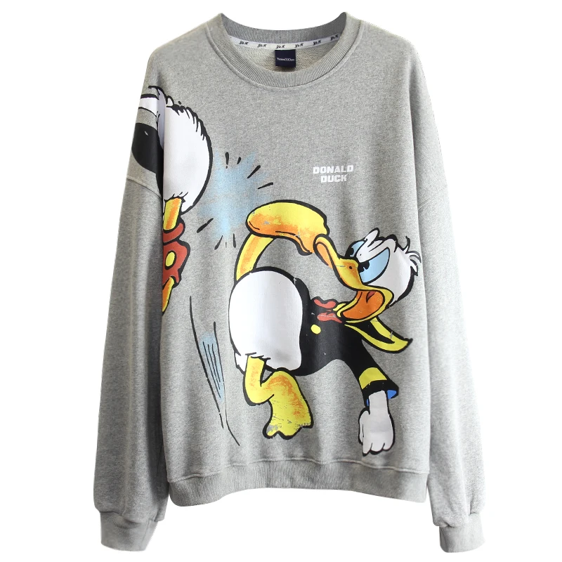

2021 New Spring Autumn Hoodies Tops Swaetshirts for Women Cartoon Printing Loose O Neck Long Sleeve Pullovers Students Casual