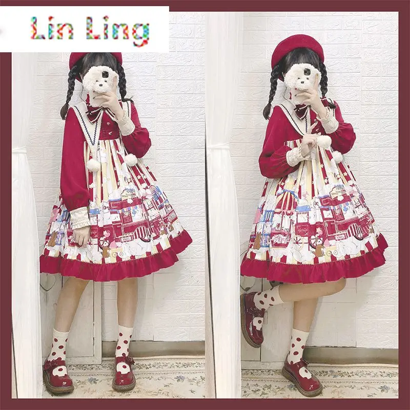 

Lolita dress lolita op long sleeve dress Christmas New Year red